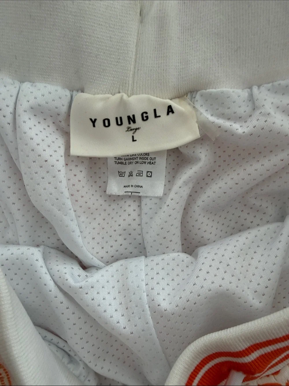 YoungLA White and Orange Paisley Athletic Mesh Shorts L 🔥